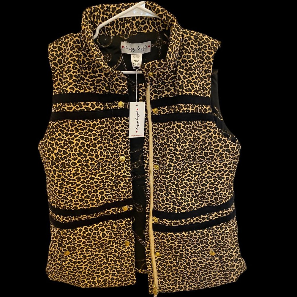 NWT Quilted Leopard Print Vest Size L